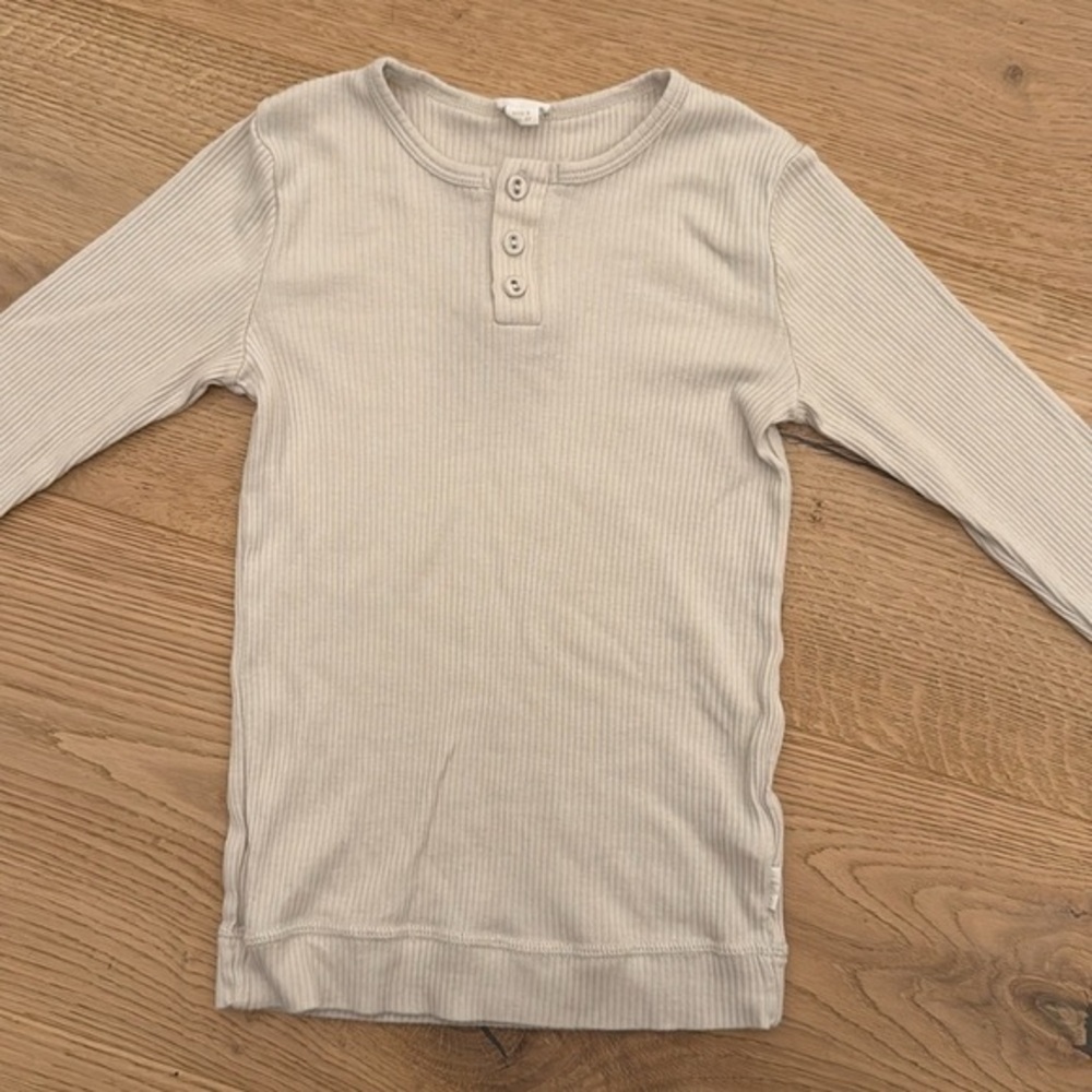 Jamie Kay Ribbed Henley Top Size 8 Organic Cotton Modal Neutral Beige